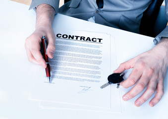 business man invites to sign a business contract