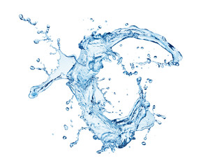 blue water splash isolated on white background
