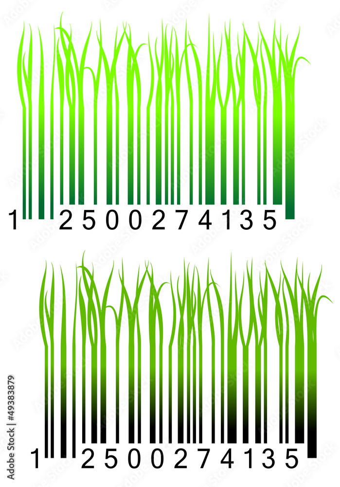 Poster bar code with fresh green grass