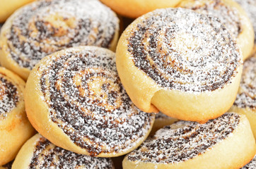 Homemade cookie roll with poppy, close up