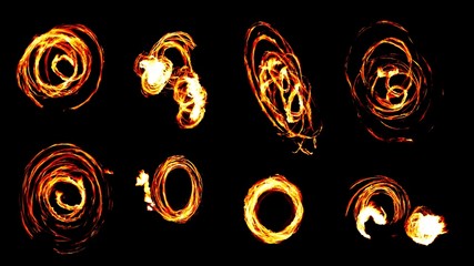 Fire with glowing lines, collage