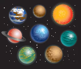 Wandcirkels aluminium Planeten zonnestelsel © jroblesart