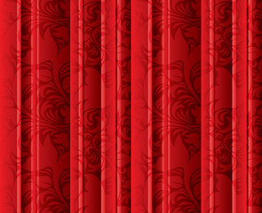 Seamless floral texture on the red curtains