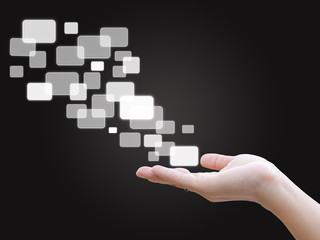 Hand holding touch screen interface