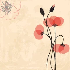 Poster Abstracte bloemen Papaver