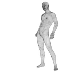 High resolution conceptual 3d man standing over white background