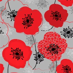 Wall murals Abstract flowers Poppy. Seamless pattern