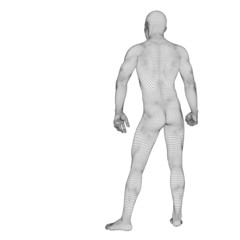 High resolution conceptual 3d man standing over white background