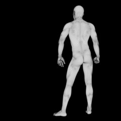 High resolution conceptual 3d man standing over black background