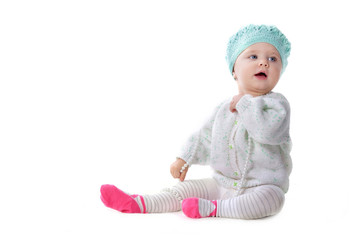 baby girl  with pearl necklace