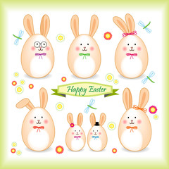 Easter bunny family in a form of egg