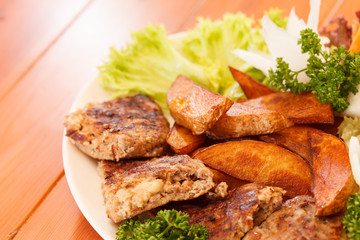 grilled ribs with vegetables
