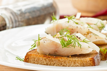 salted mackerel with grilled toast