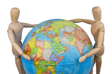 wooden embracing the earth (globe)