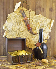 Pirate treasures with rum