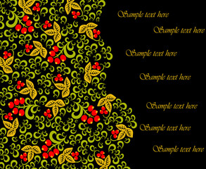 Floral pattern an a black background with place for your text