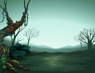 A graveyard and a moon light