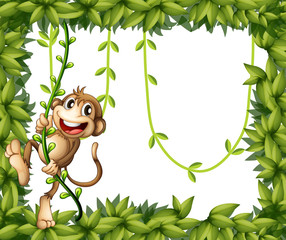 A monkey in a leafy frame