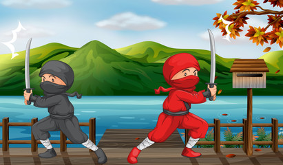 Two ninjas © GraphicsRF