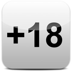 Obraz premium +18 botão quadrado branco