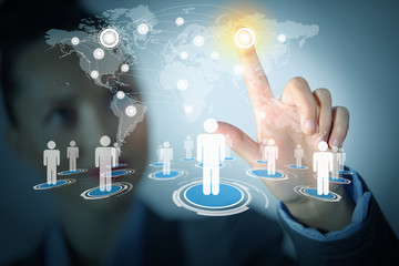 Image of female touching icon of social network