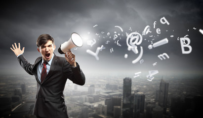 businessman with megaphone