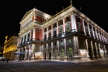 Fototapeta na wymiar Austria, Wiedeń, sala koncertowa, patrzeć w nocy