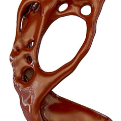 close-up view of liquid dark chocolate