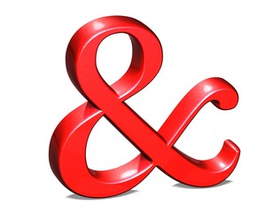 Red ampersand isolated on white background