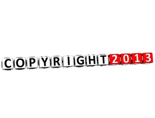 3D Copyright Right Crossword on white background