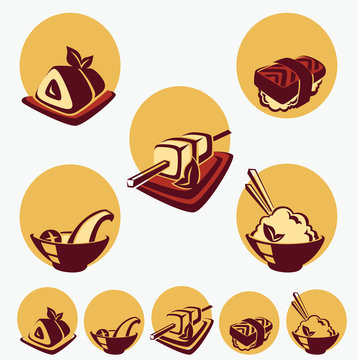 vector collection of japanese food symbols