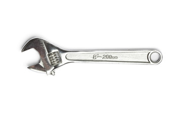 Adjustable wrench on white background
