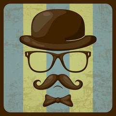 Physiognomy with moustaches in style of a retro
