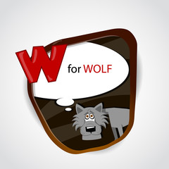 W for Wolf. Vector illustration