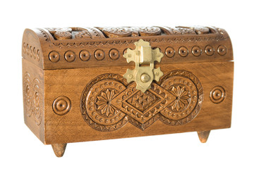 Wooden casket decorated with carvings
