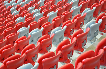 Fototapeta Stadium seats - red and white obraz