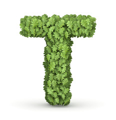 Letter T from green leaves