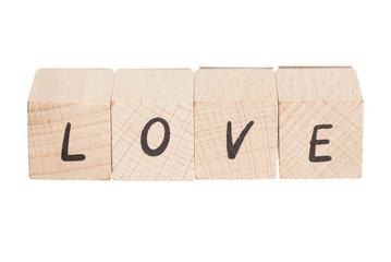 Love Written With Wooden Blocks.