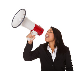 Businesswoman Shouting On Megaphone