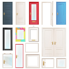Collection of doors. Vector illustration. 