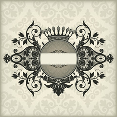 Vintage frame with crown