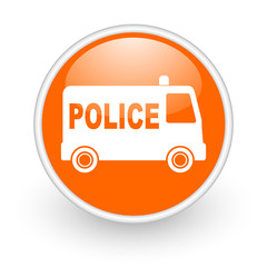 police orange circle glossy web icon on white background