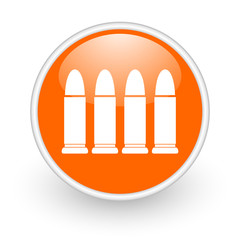 ammunition orange circle glossy web icon on white background