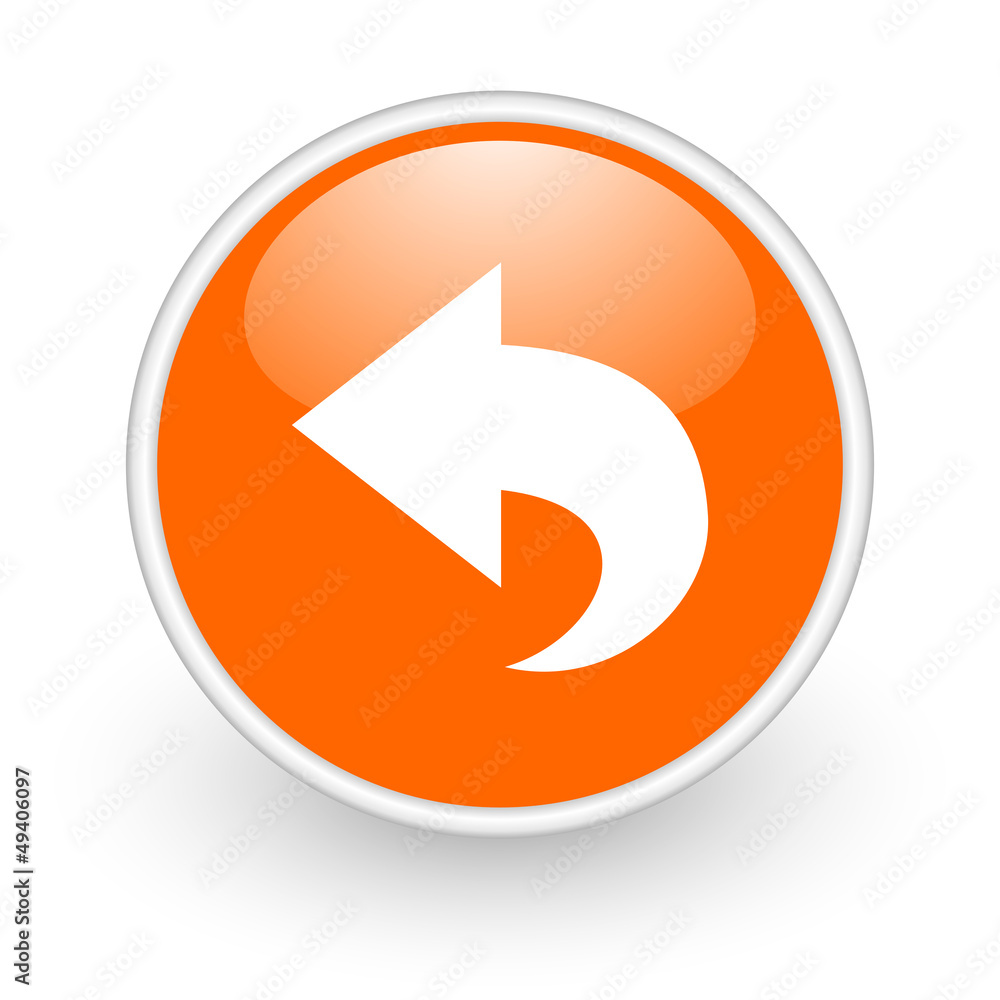 Poster back orange circle glossy web icon on white background