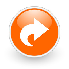 next orange circle glossy web icon on white background