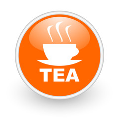 tea orange circle glossy web icon on white background