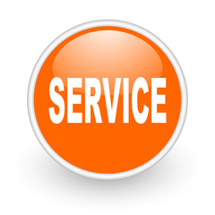 service orange circle glossy web icon on white background