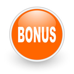 bonus orange circle glossy web icon on white background