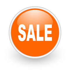 sale orange circle glossy web icon on white background