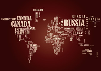 Plakat Wektorowa mapa świata z tekstem